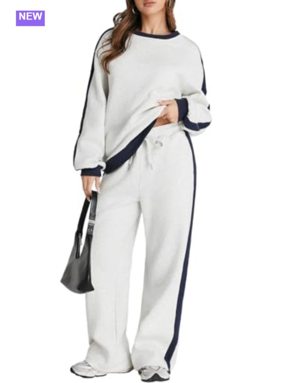 Fleece Sweatsuit 2 Piece Lounge Set Sweatshirt Sweatpants Crewneck